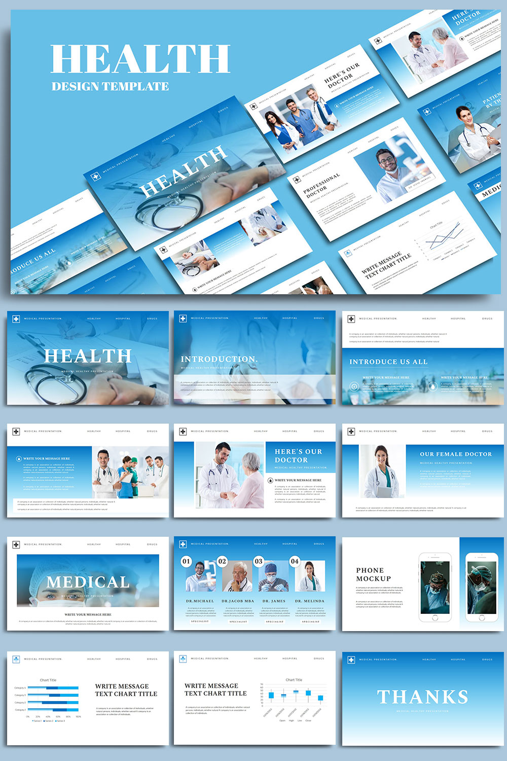 Health Powerpoint Template pinterest preview image.