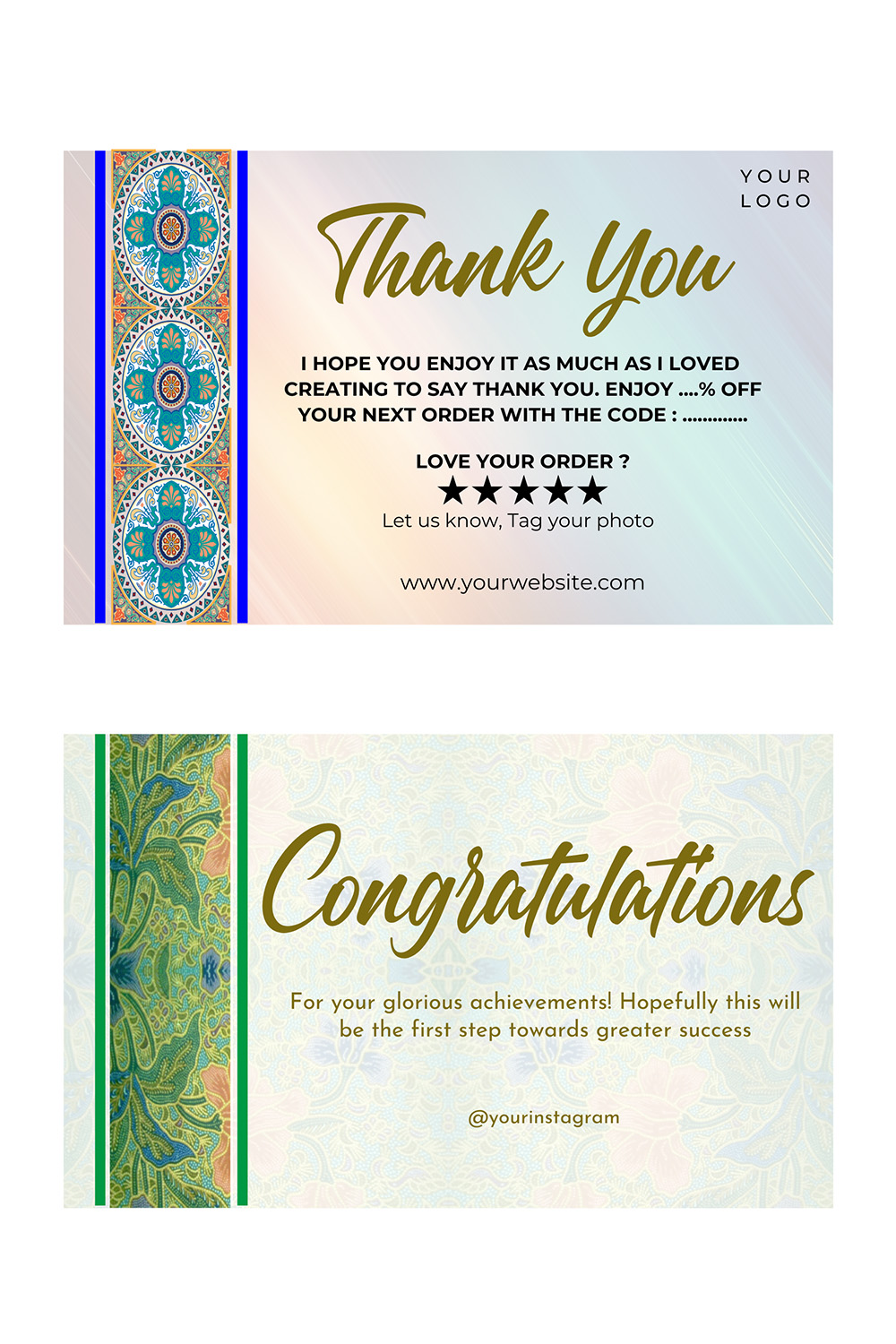 4 thanksgiving cards,business cards,thank you cash card with batik motif ornaments V3- only $ 8 pinterest preview image.