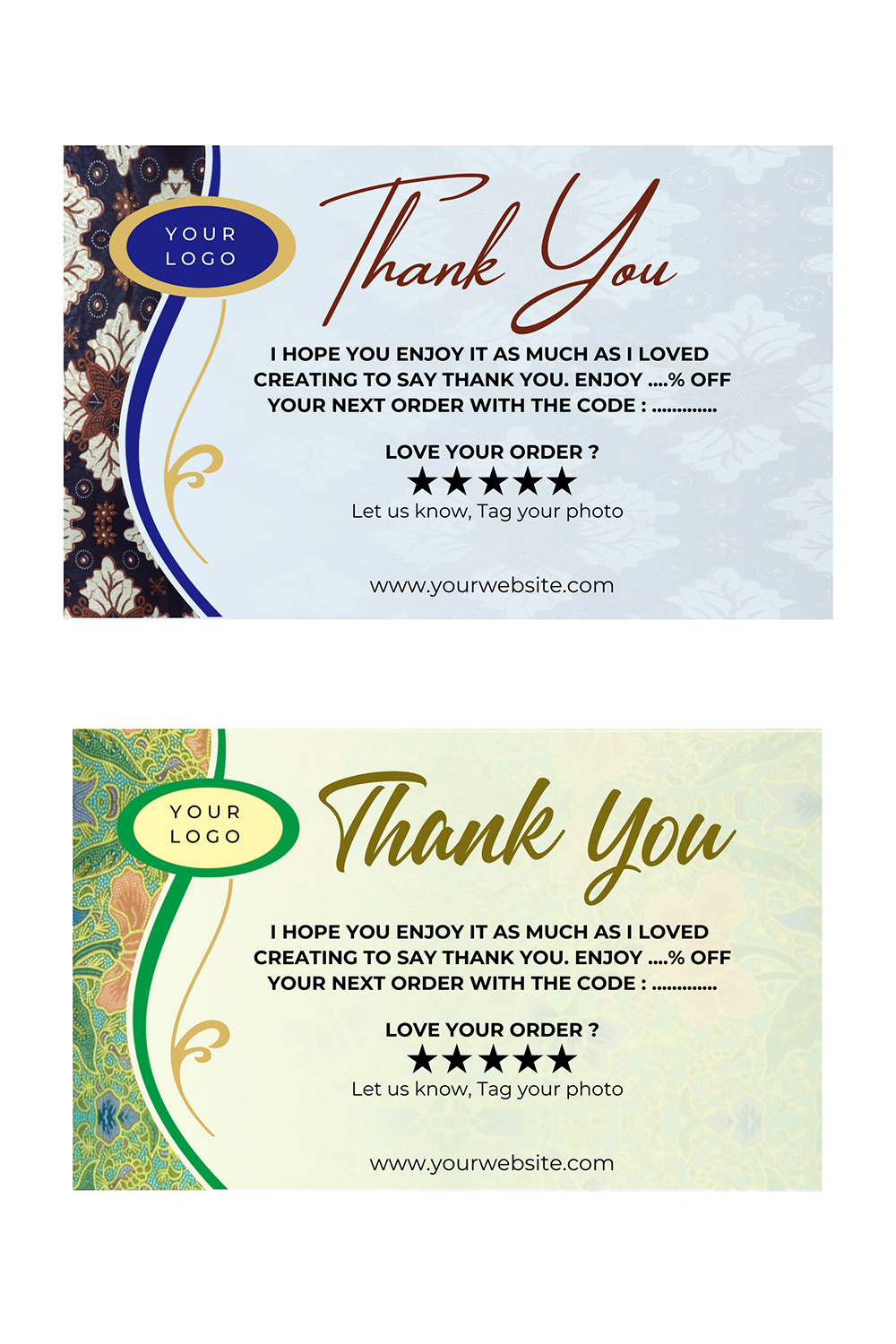 4 thanksgiving cards,business cards,thank you cash card with batik motif ornaments V2- only $ 8 pinterest preview image.