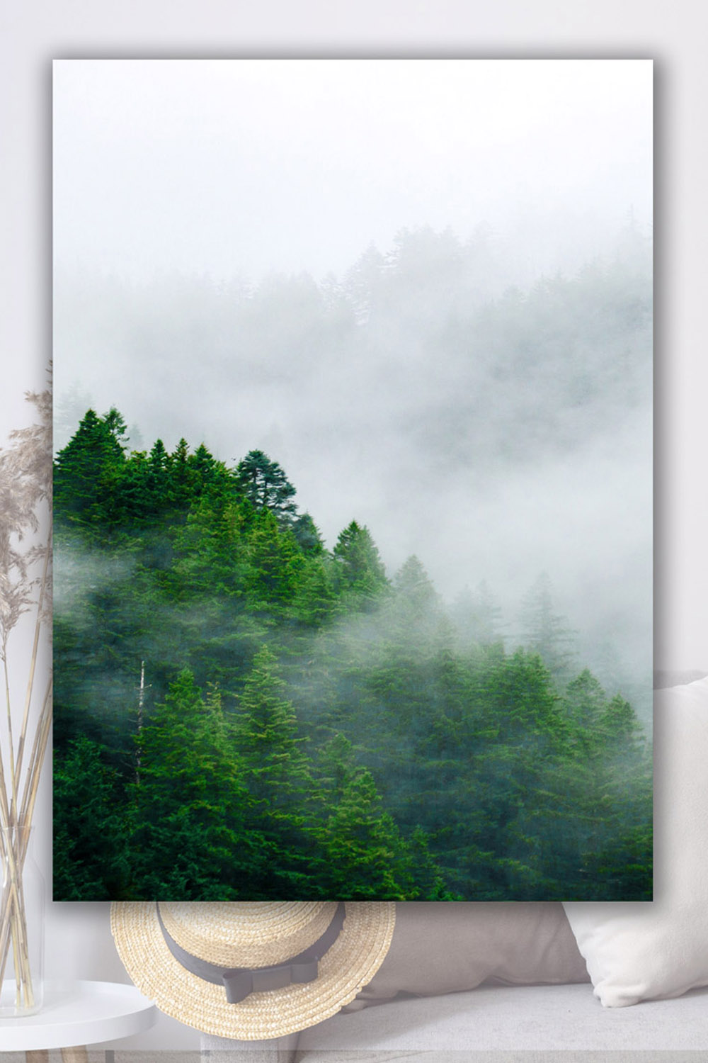 Wall Art Print, Poster, Printable Wall Art "Fog in the Forest" pinterest preview image.