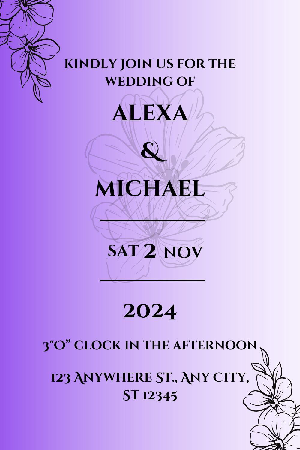 Unique wedding invitation template, simple, elegant and attractive pinterest preview image.