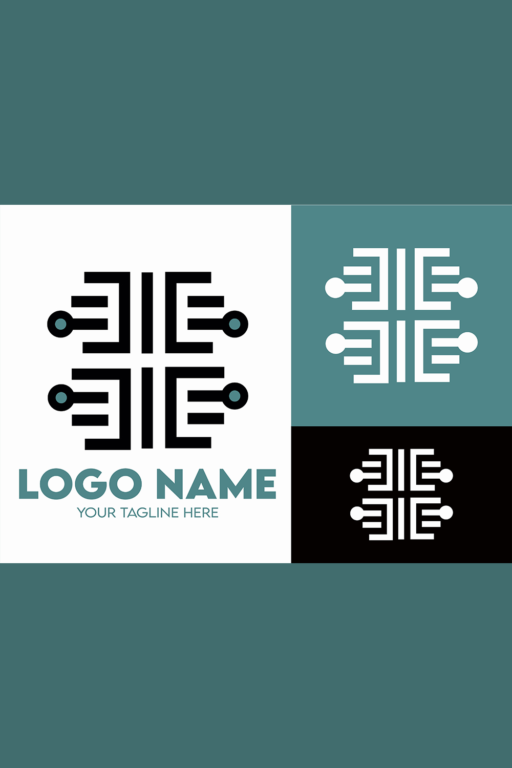 Modern Minimalist Tech Start-up Logo Design for Businesses With AI Chipset Sign, Professional Creative Artificial Intelligence Start-up Luxury Elegant Gradient Monogram Logo Design for Brands Companies pinterest preview image.