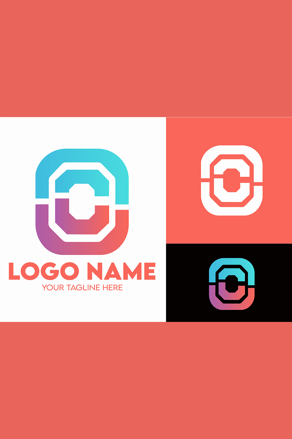 Modern Minimalist Tech Start-up Logo Design for Businesses With AI Chipset Sign, Professional Creative Artificial Intelligence Start-up Luxury Elegant Gradient Monogram Logo Design for Brands Companies pinterest preview image.