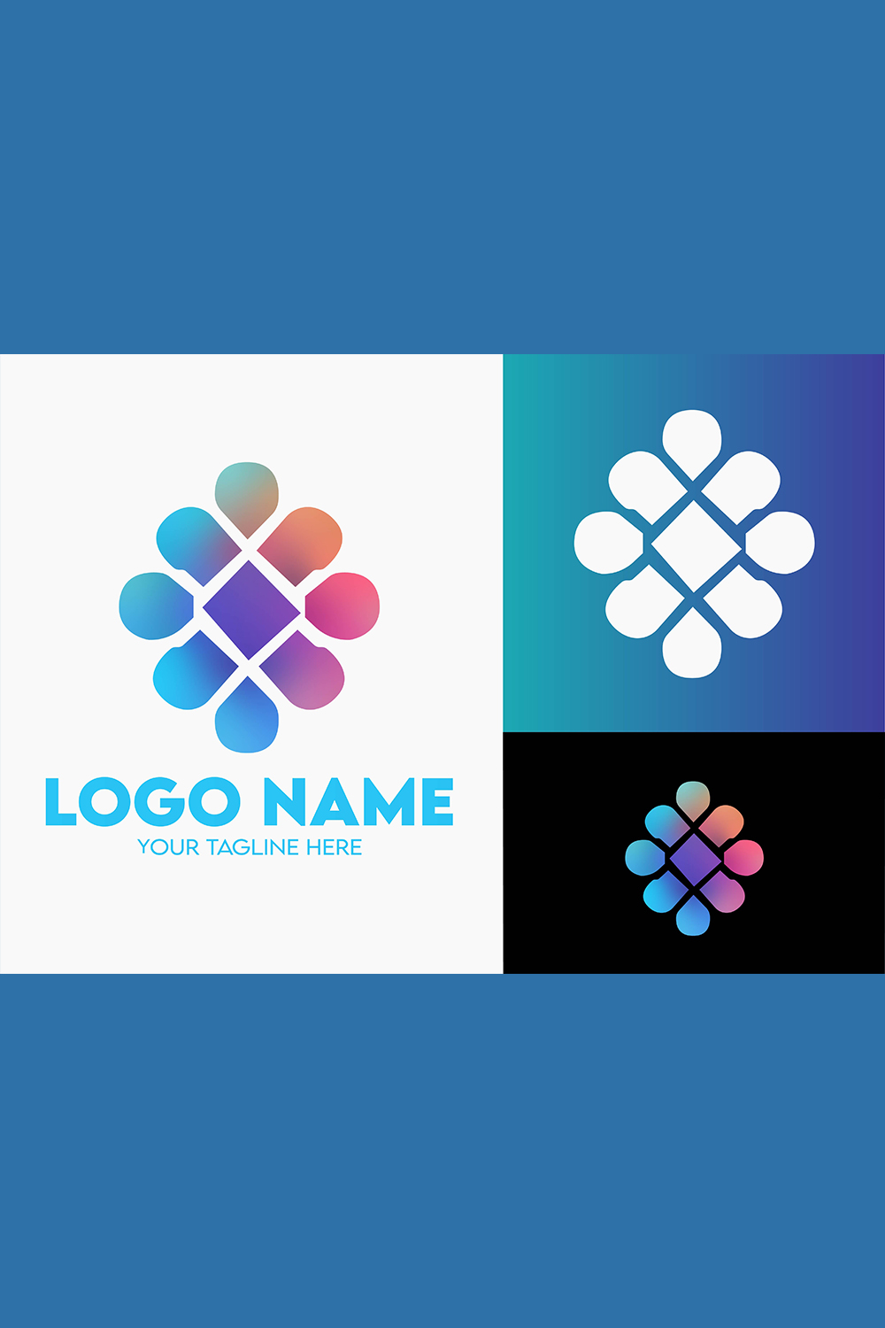 Modern Minimalist Tech Start-up Logo Design for Businesses With AI Chipset Sign, Professional Creative Artificial Intelligence Start-up Luxury Elegant Gradient Monogram Logo Design for Brands Companies pinterest preview image.