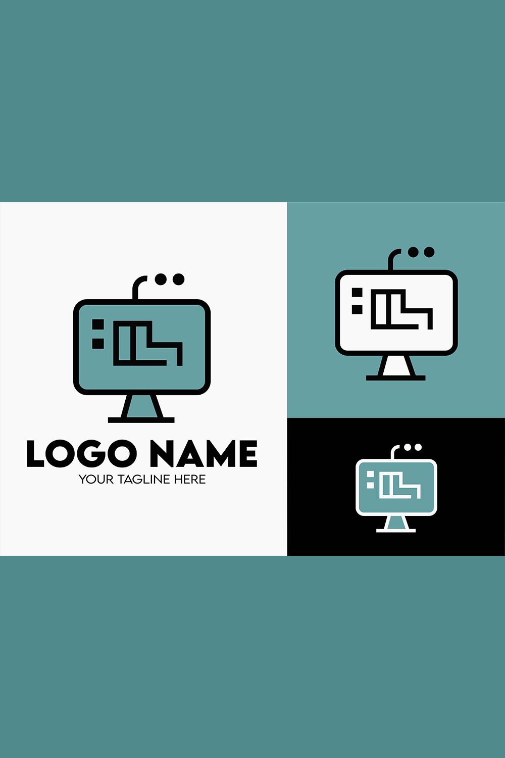 Modern Minimalist Tech Start-up Logo Design for Businesses With AI Chipset Sign, Professional Creative Artificial Intelligence Start-up Luxury Elegant Gradient Monogram Logo Design for Brands Companies pinterest preview image.