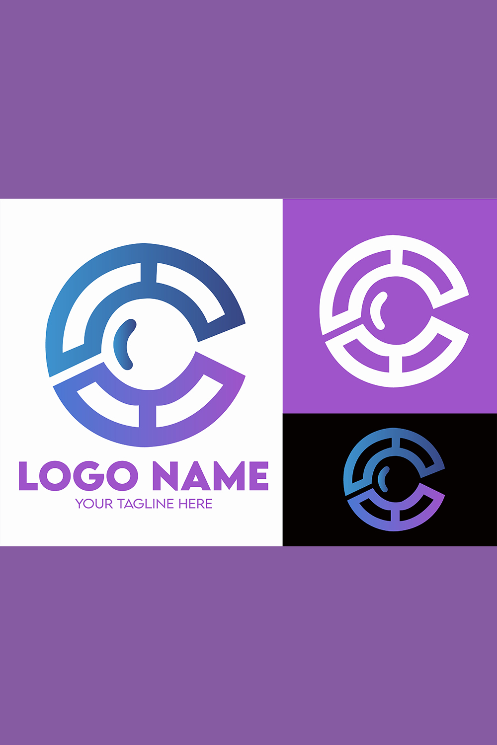 Modern Minimalist Tech Start-up Logo Design for Businesses With AI Chipset Sign, Professional Creative Artificial Intelligence Start-up Luxury Elegant Gradient Monogram Logo Design for Brands Companies pinterest preview image.