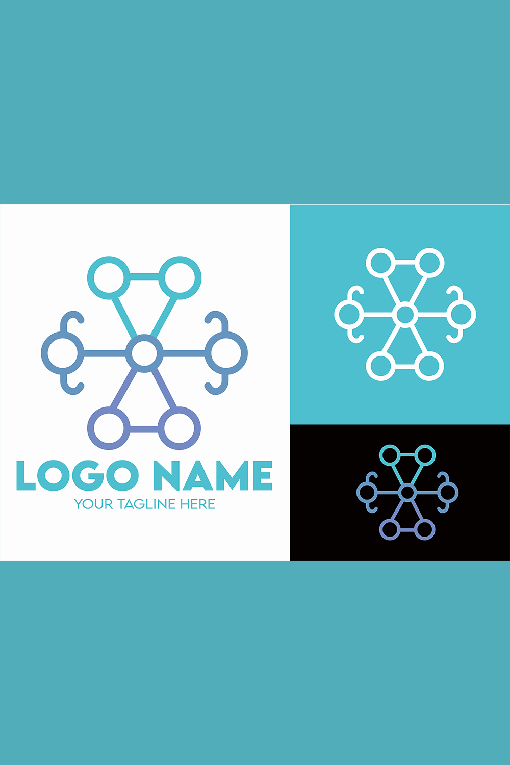 Modern Minimalist Tech Start-up Logo Design for Businesses With AI Chipset Sign, Professional Creative Artificial Intelligence Start-up Luxury Elegant Gradient Monogram Logo Design for Brands Companies pinterest preview image.