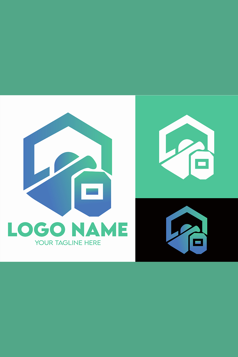 Modern Minimalist Tech Start-up Logo Design for Businesses With AI Chipset Sign, Professional Creative Artificial Intelligence Start-up Luxury Elegant Gradient Monogram Logo Design for Brands Companies pinterest preview image.