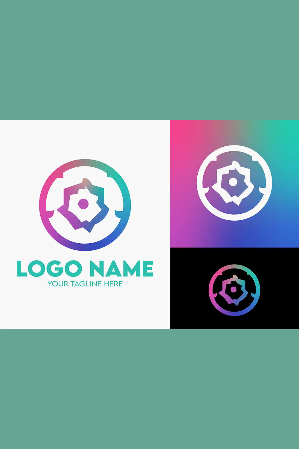 Modern Minimalist Tech Start-up Logo Design for Businesses With AI Chipset Sign, Professional Creative Artificial Intelligence Start-up Luxury Elegant Gradient Monogram Logo Design for Brands Companies pinterest preview image.