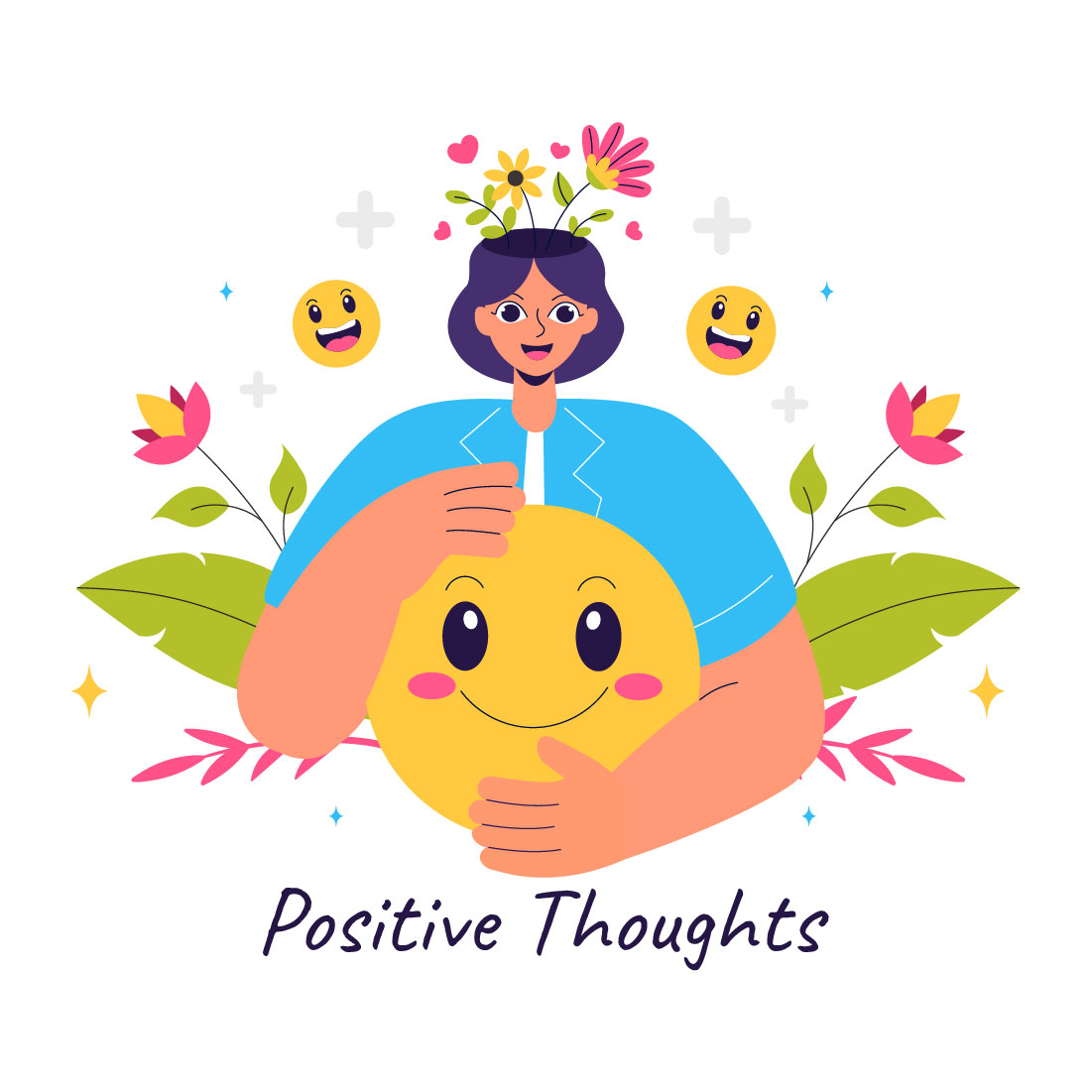 9 Positive Thoughts Illustration preview image.