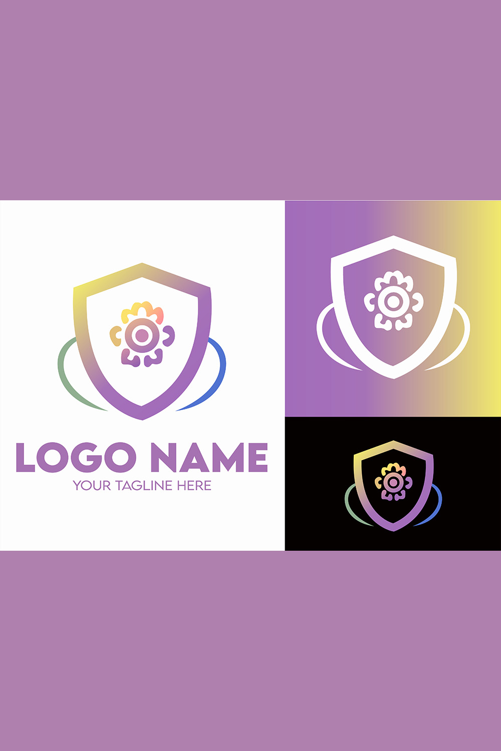 Modern Minimalist Security Company Start-up Logo Design for Businesses With Shield Lock Sign, Professional Creative Monogram For Security Start-up Colorful Gradient Logo Design for Brands Companies pinterest preview image.