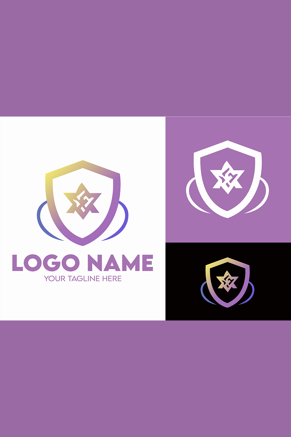 Modern Minimalist Security Company Start-up Logo Design for Businesses With Shield Lock Sign, Professional Creative Monogram For Security Start-up Colorful Gradient Logo Design for Brands Companies pinterest preview image.