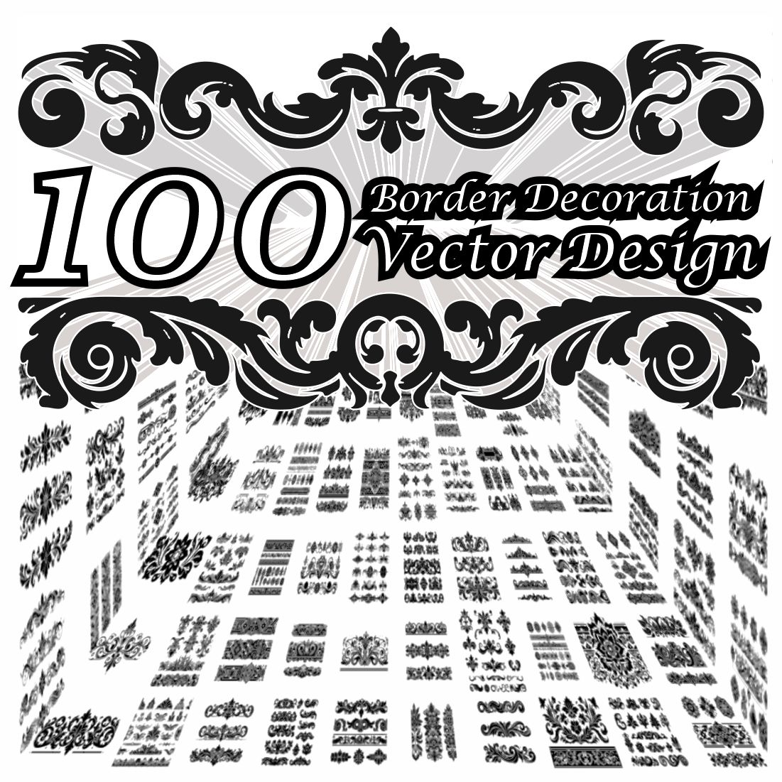 100 Border Decoration Vector Design in SVG Files cover image.