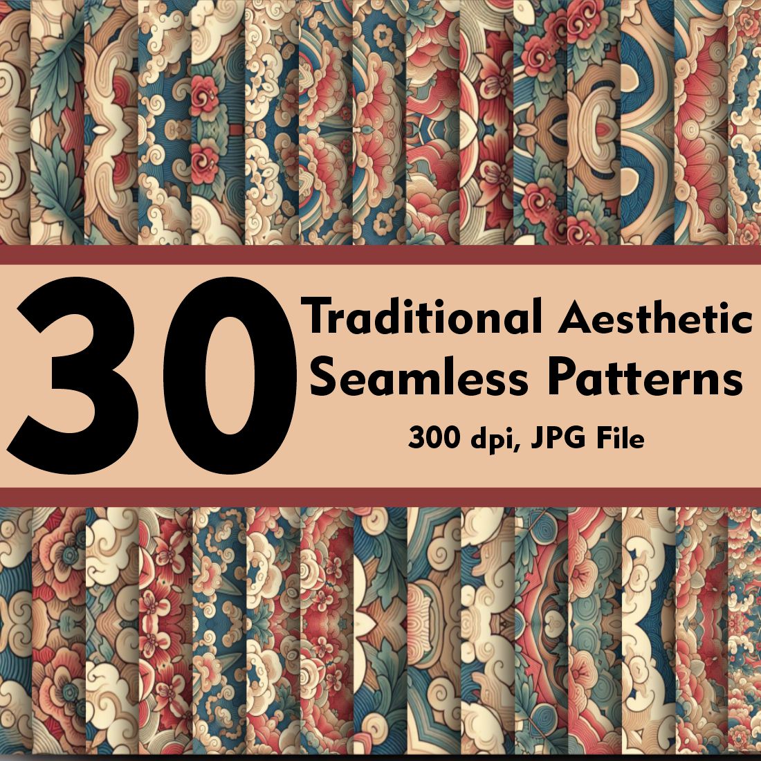 30+ A Traditional Aesthetic Seamless Patterns cover image.