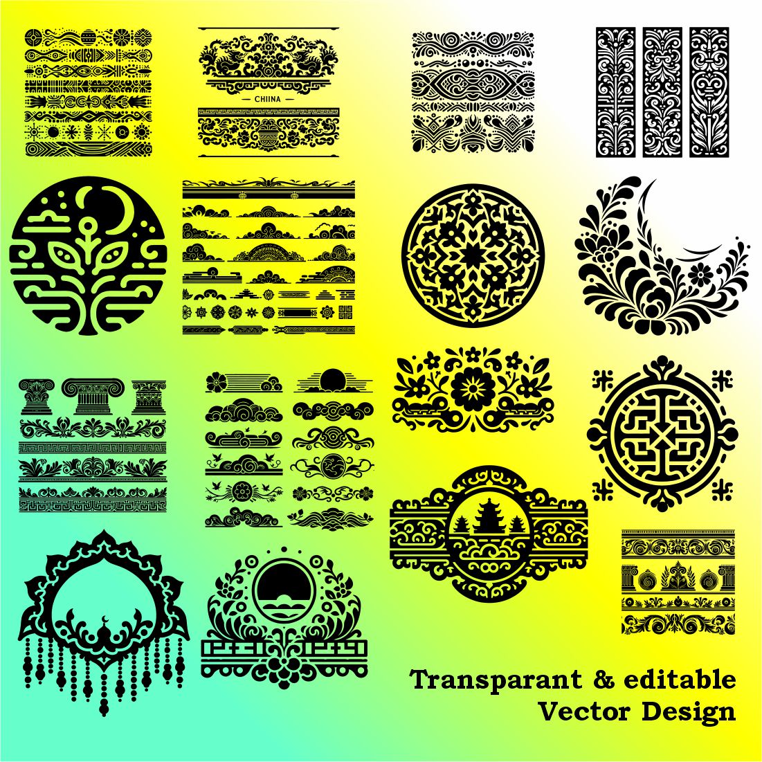 100 Cultural Decorative Vector Design in SVG Files preview image.