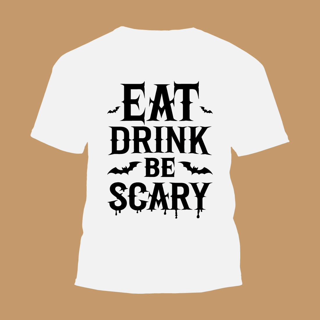 Eat, Drink, and Be Scary | Halloween typography vector illustration | Halloween T-shirt Designs Bundle | Halloween t shirt designs | Halloween t shirt | Typography t shirt design | Vector t shirt design preview image.