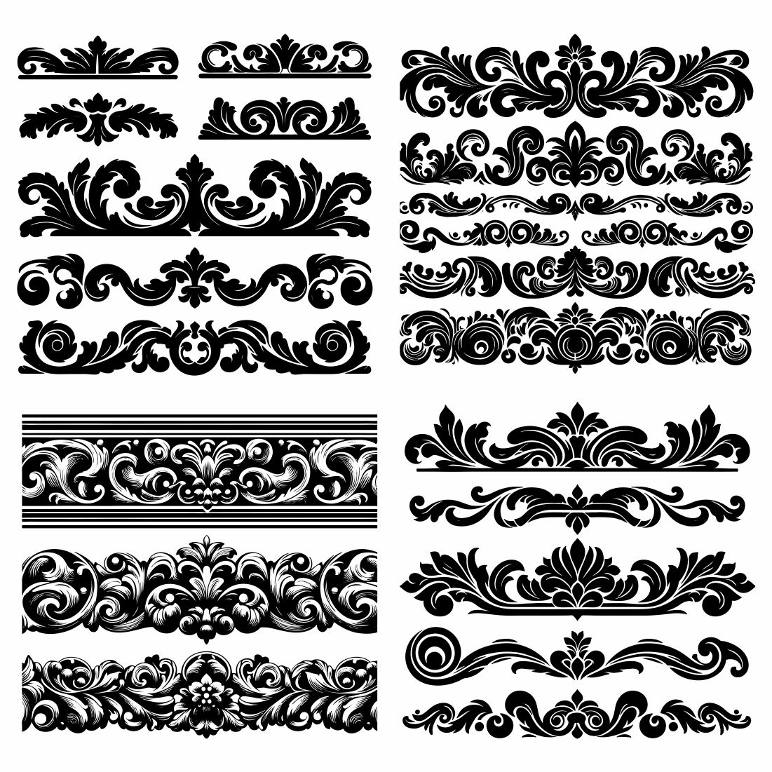 100 Border Decoration Vector Design in SVG Files preview image.