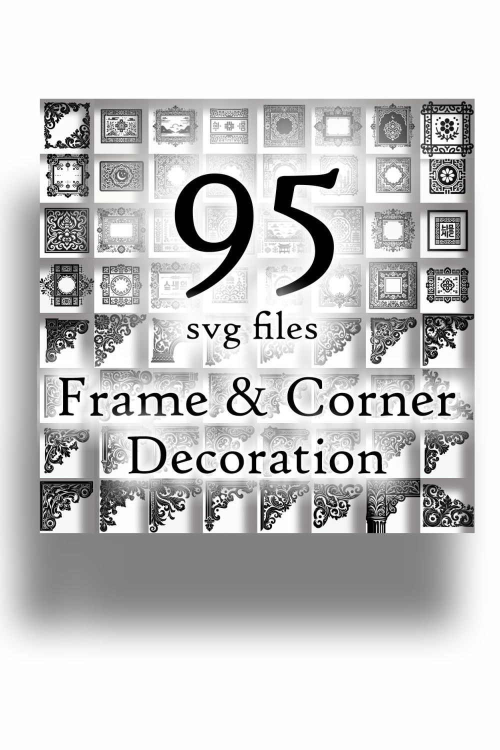 95 SVG Files - Frame & Corner Decoration Vector Design pinterest preview image.