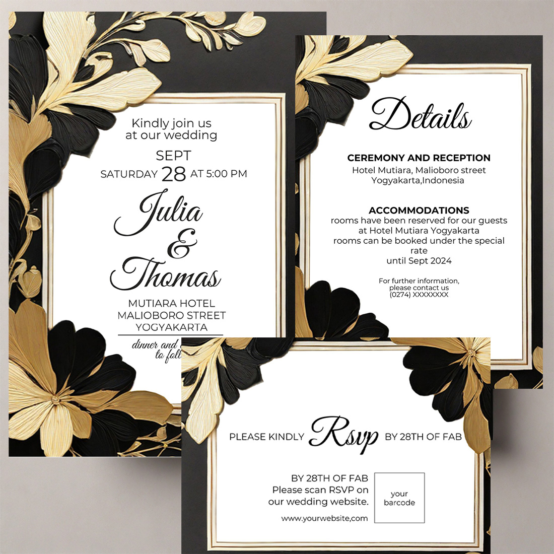 wedding invitation template-simple,elegan and attractive-V5 preview image.