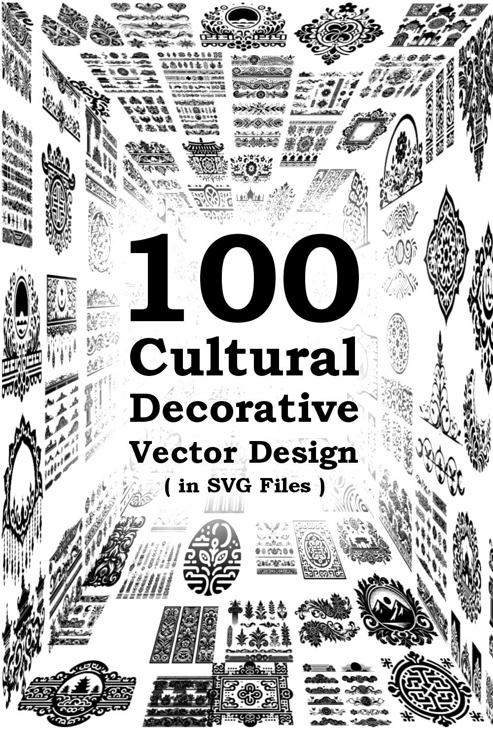 100 Cultural Decorative Vector Design in SVG Files pinterest preview image.