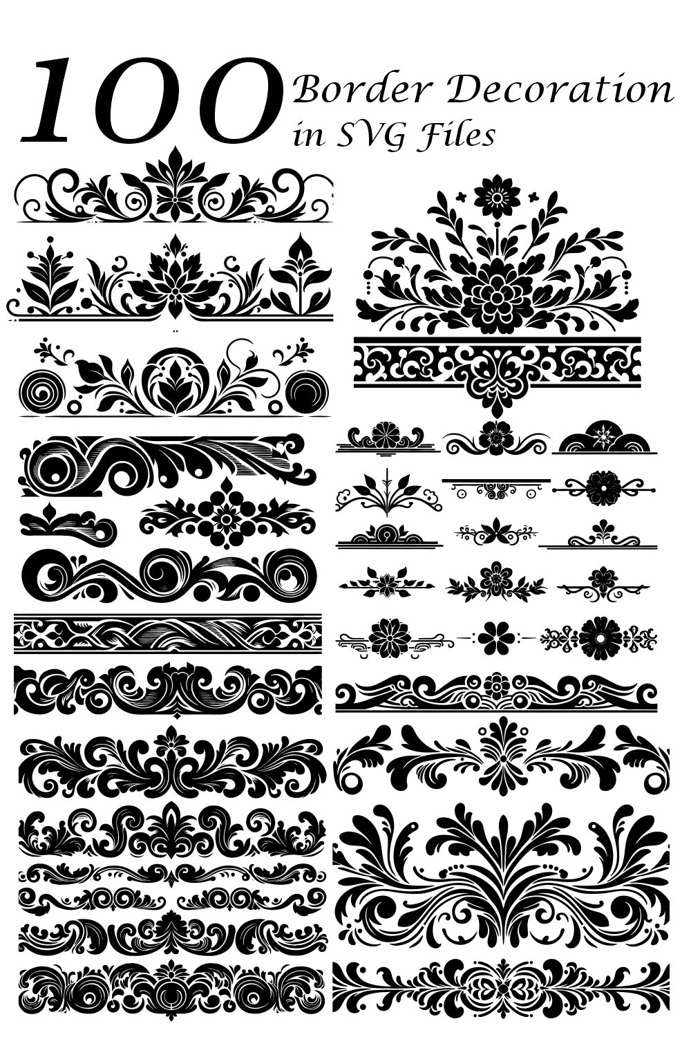 100 Border Decoration Vector Design in SVG Files pinterest preview image.