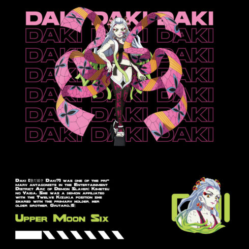 Anime t shirt , demon slayer character, Daki cover image.