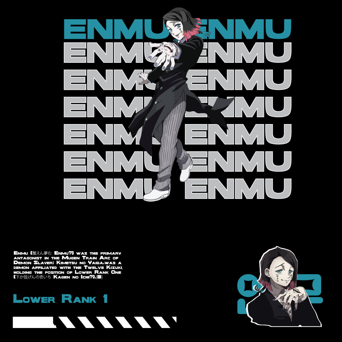 Anime t shirt , demon slayer character, Enmu cover image.