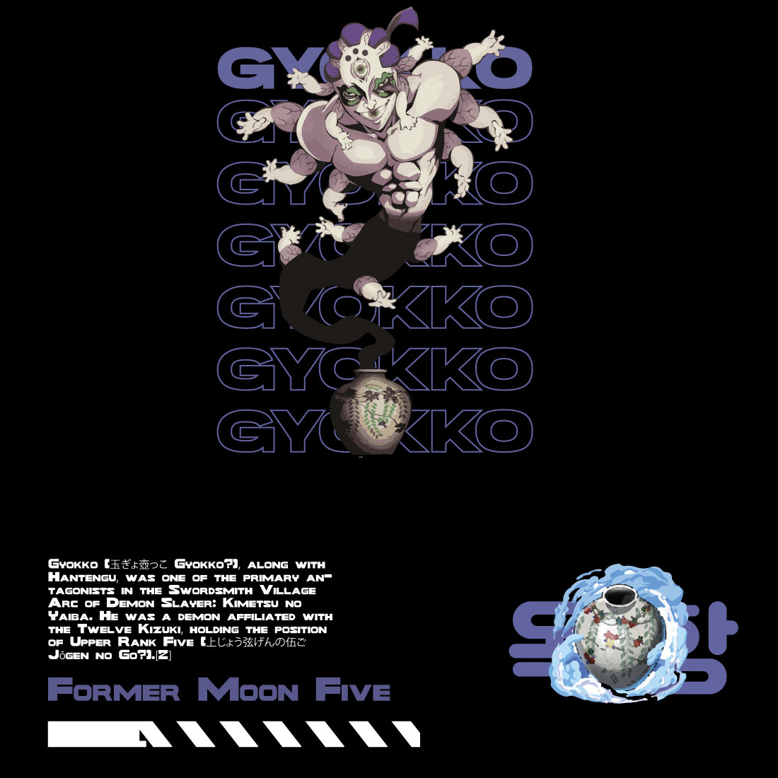 Anime t shirt , demon slayer character, Gyokko cover image.