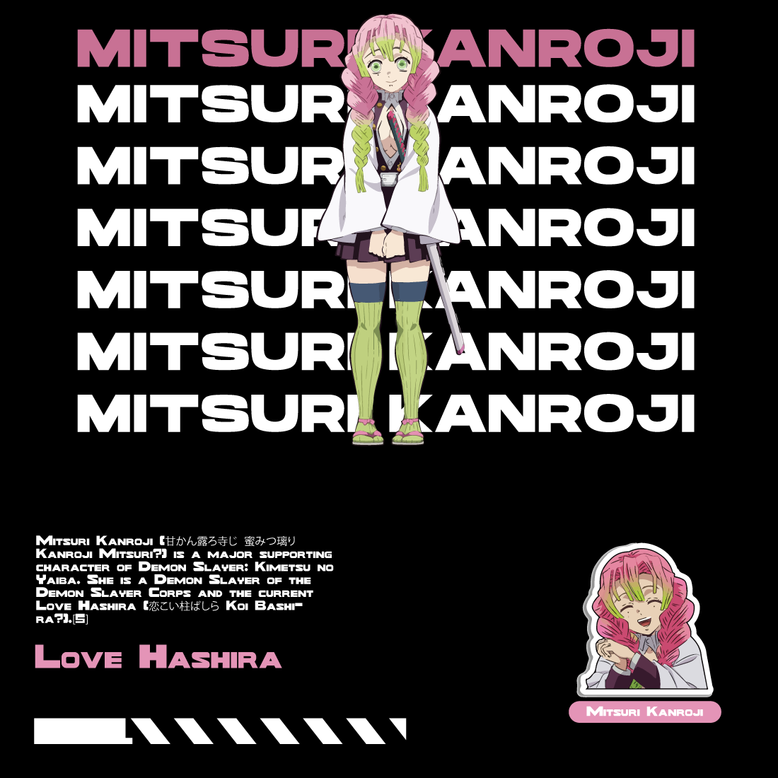 Anime t shirt , demon slayer character, Mitsuri Kanroji cover image.