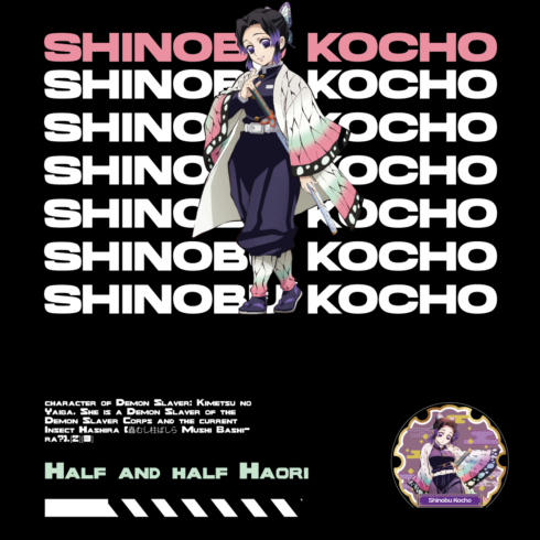 Anime t shirt , demon slayer character, Shinobu Kocho cover image.