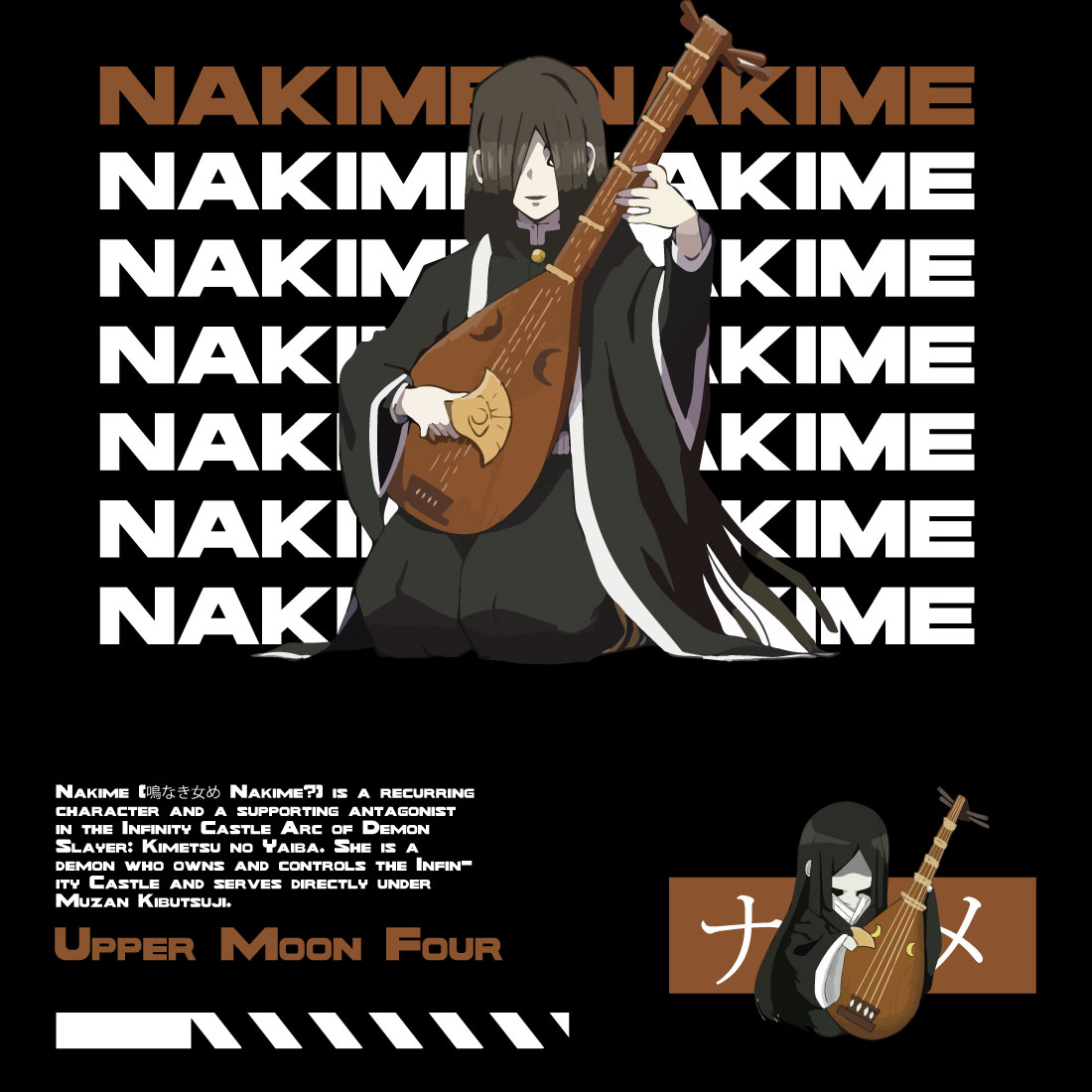 Anime t shirt , demon slayer character, Nakime cover image.