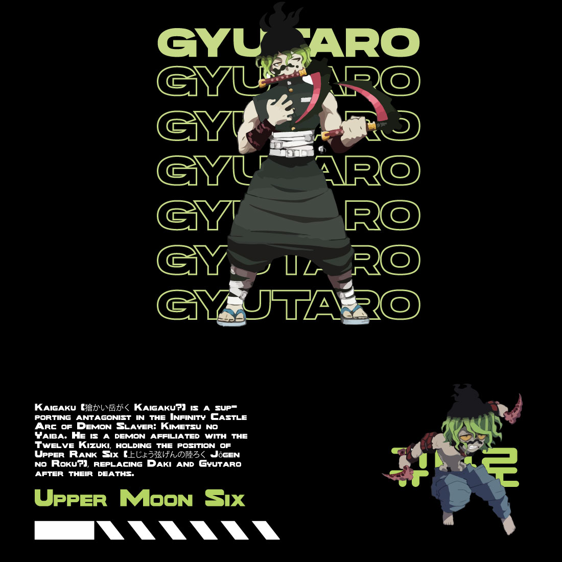 Anime t shirt , demon slayer character, Gyutaro cover image.