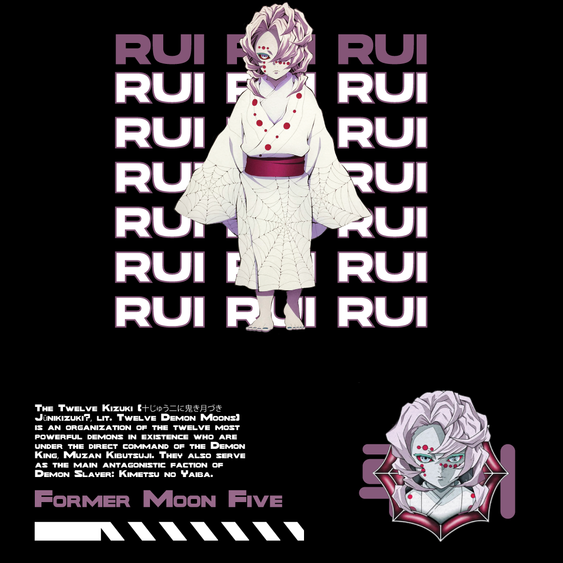 Anime t shirt , demon slayer character, Rui cover image.