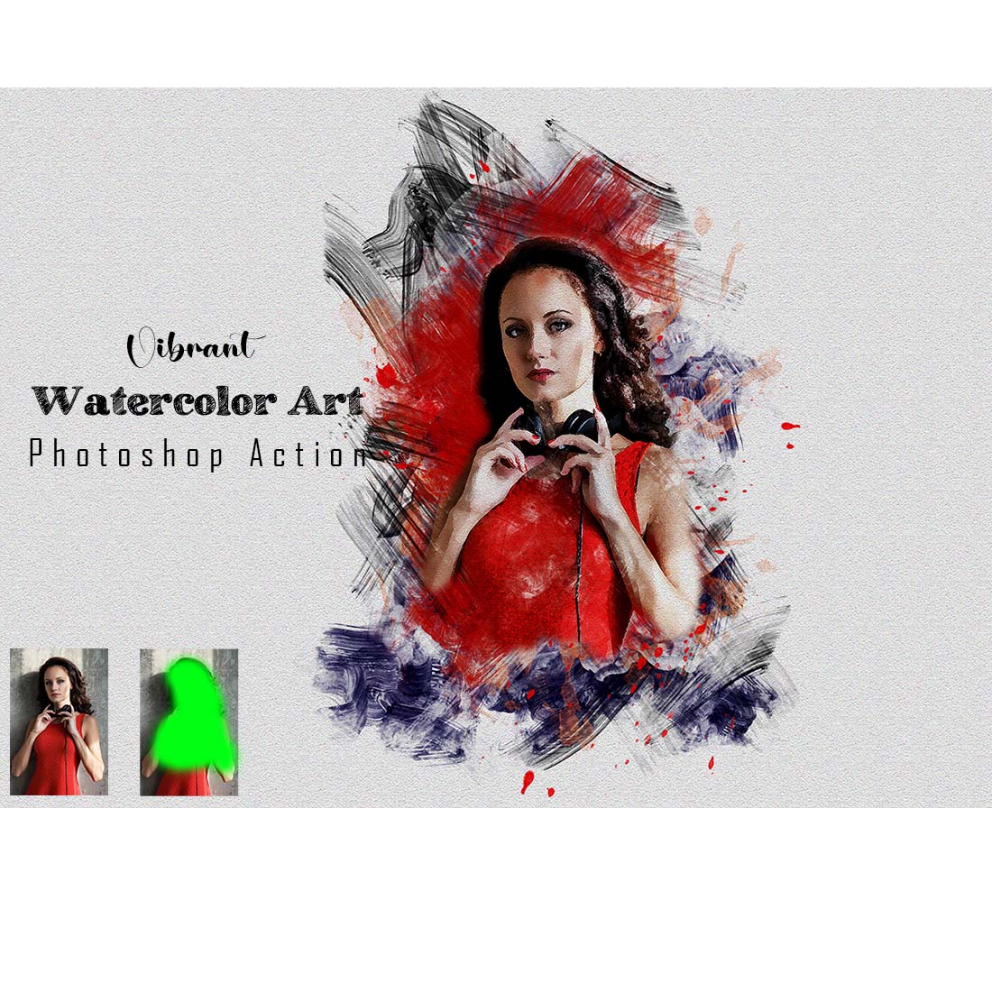 Vibrant Watercolor Art Photoshop Action cover image.