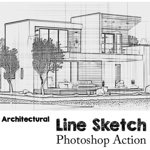 Archi Line Sketch Photoshop Action cover image.