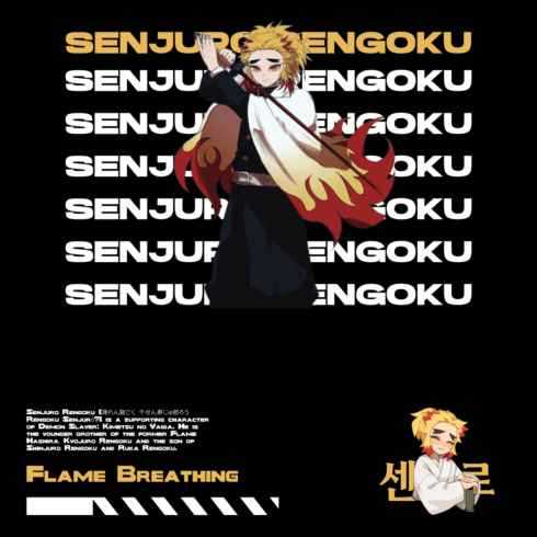 Anime t shirt , demon slayer character, Senjuro cover image.