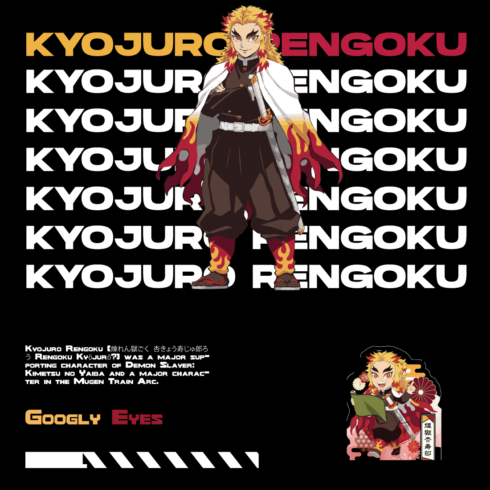 Anime t shirt , demon slayer character, Kyojuro-Rengoku- cover image.