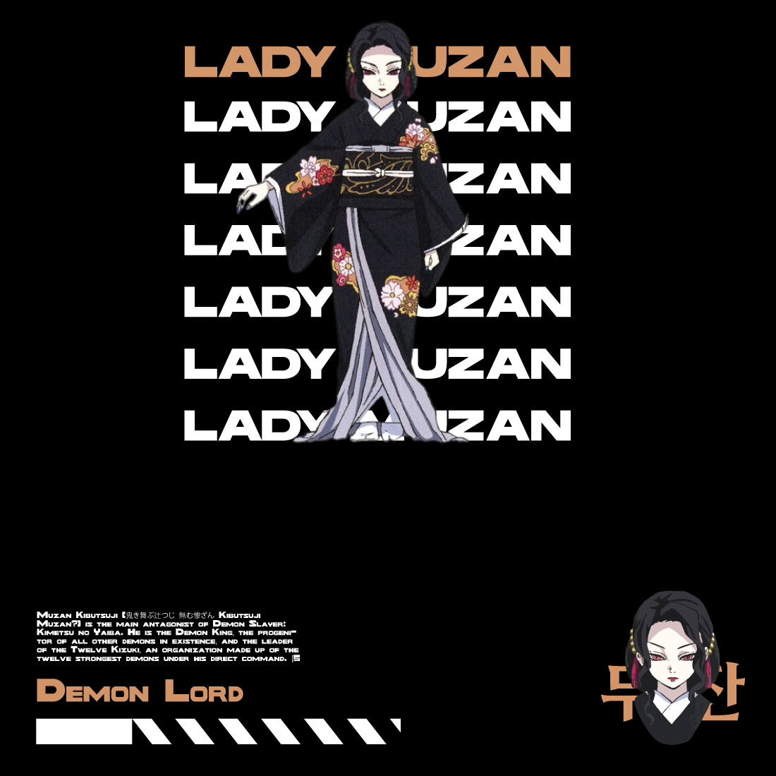 Anime t shirt , demon slayer character, Lady Muzan cover image.