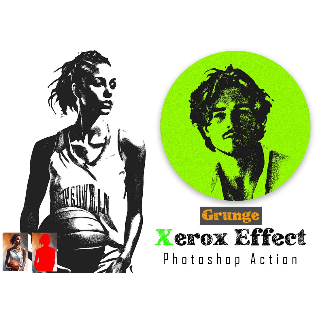 Grunge Xerox Effect Photoshop Action cover image.