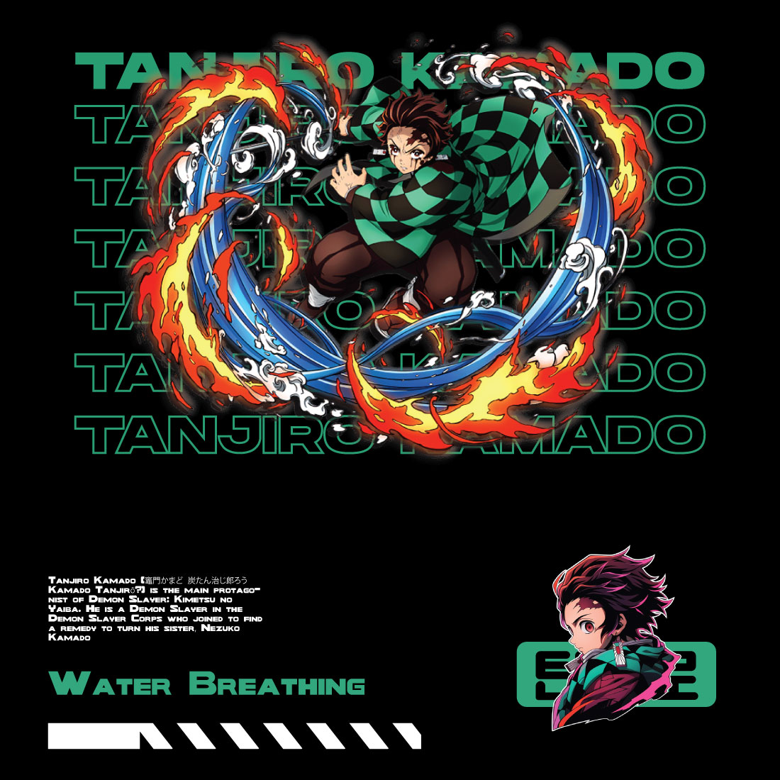 Anime t shirt , demon slayer character, Tanjiro cover image.