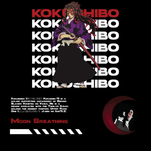 Anime t shirt , demon slayer character, Kokushibo- cover image.