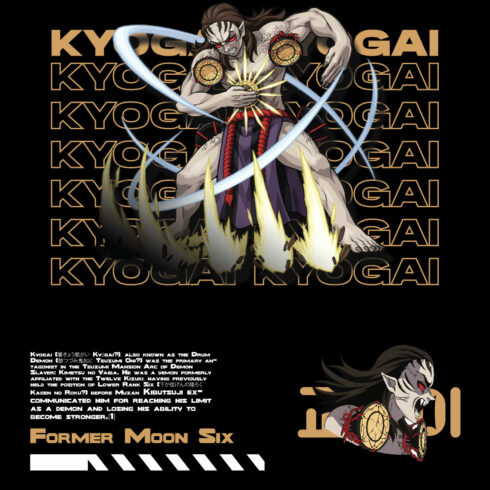 Anime t shirt , demon slayer character, Kyogai cover image.