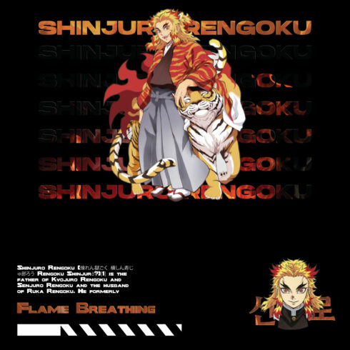 Anime t shirt , demon slayer character, Shinjuro Rengoku cover image.