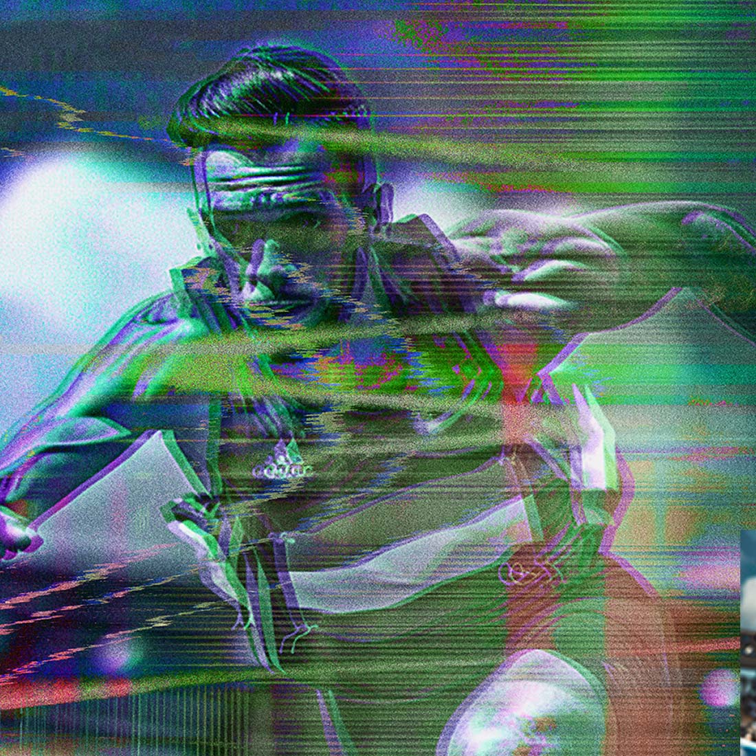 Abstract Glitch Effect Photoshop Action preview image.