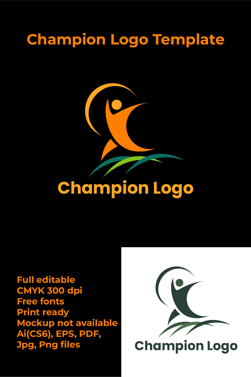 Champion C Letter Logo Template pinterest preview image.