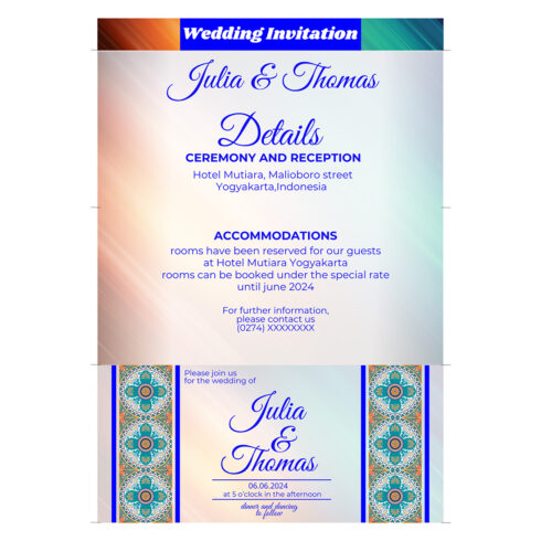 2 wedding invitations card with batik motif ornaments - only $9 cover image.