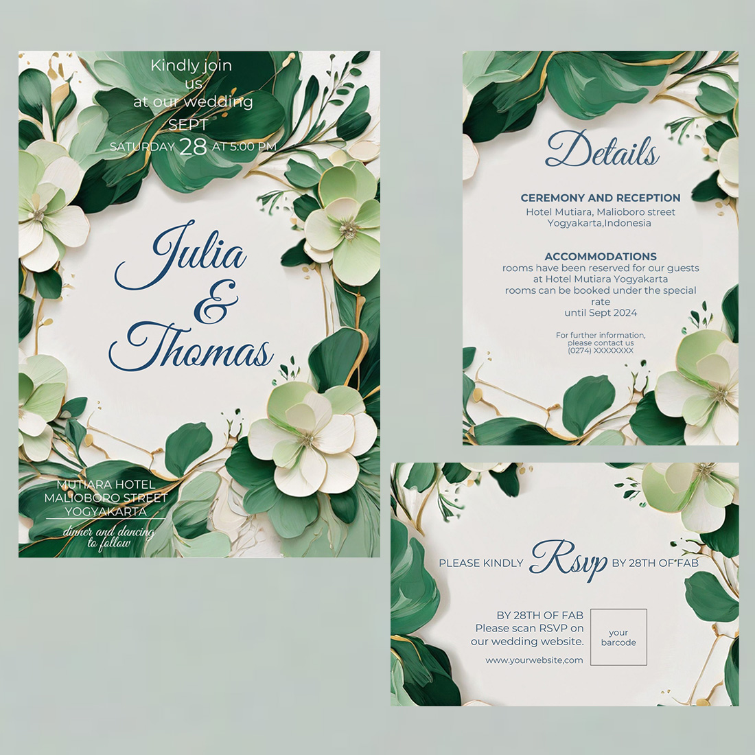 wedding invitation template-simple,elegan and attractive-V2 preview image.