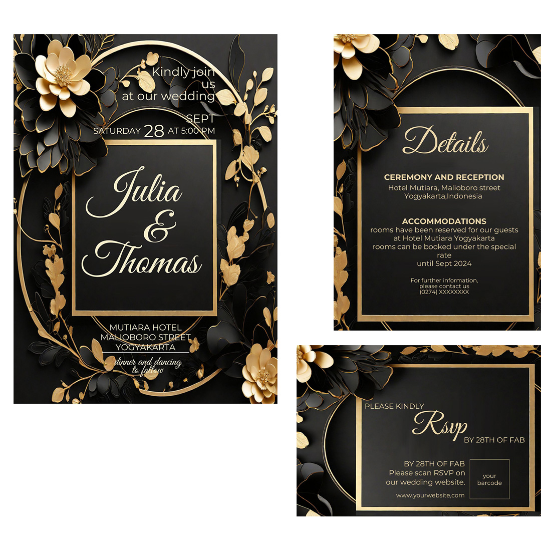 wedding invitation template-simple,elegan and attractive-V3 preview image.