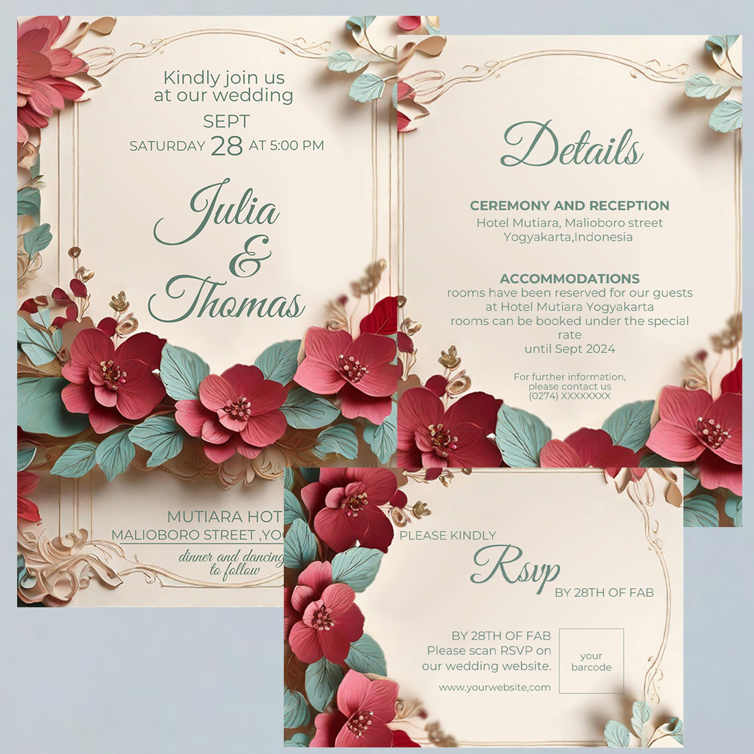 wedding invitation template-simple,elegan and attractive-V7 preview image.