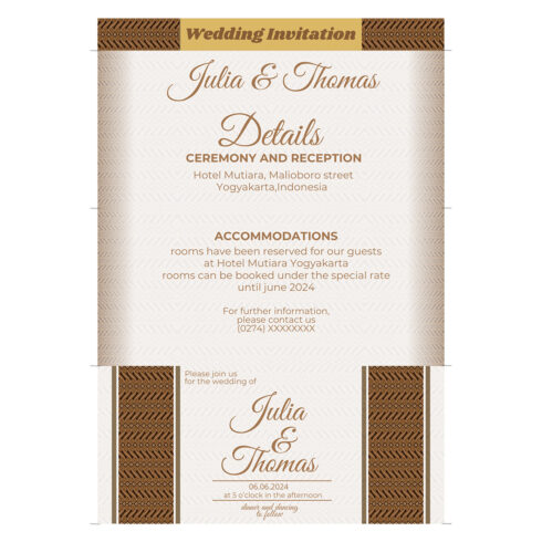 2 wedding invitations with batik motif ornaments V3- only $11 cover image.